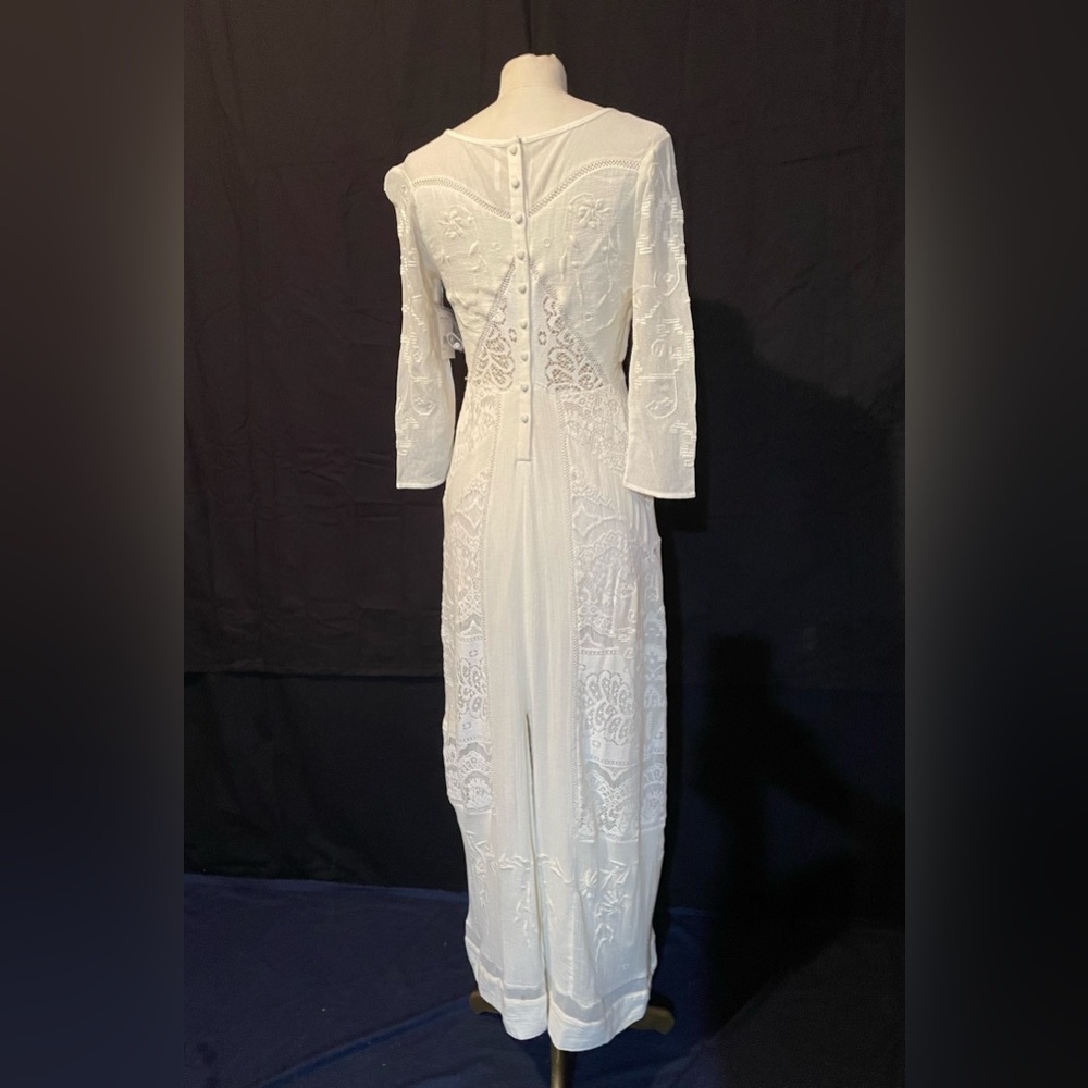 Free People 0 Ivory Cotton Maxi Dress Long Sleeves NWT - Picture 5 of 8